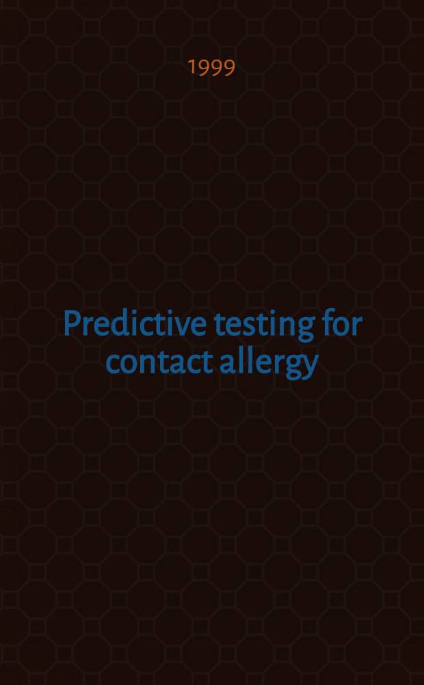 Predictive testing for contact allergy : Comparison of some guinea pig a. mouse protocols incl. dose-response designs : Diss. = Предсказательные пробы для контактной аллергии. Сравнение некоторых протококолов морских свинок и мышей, включая схему доза-реакция.