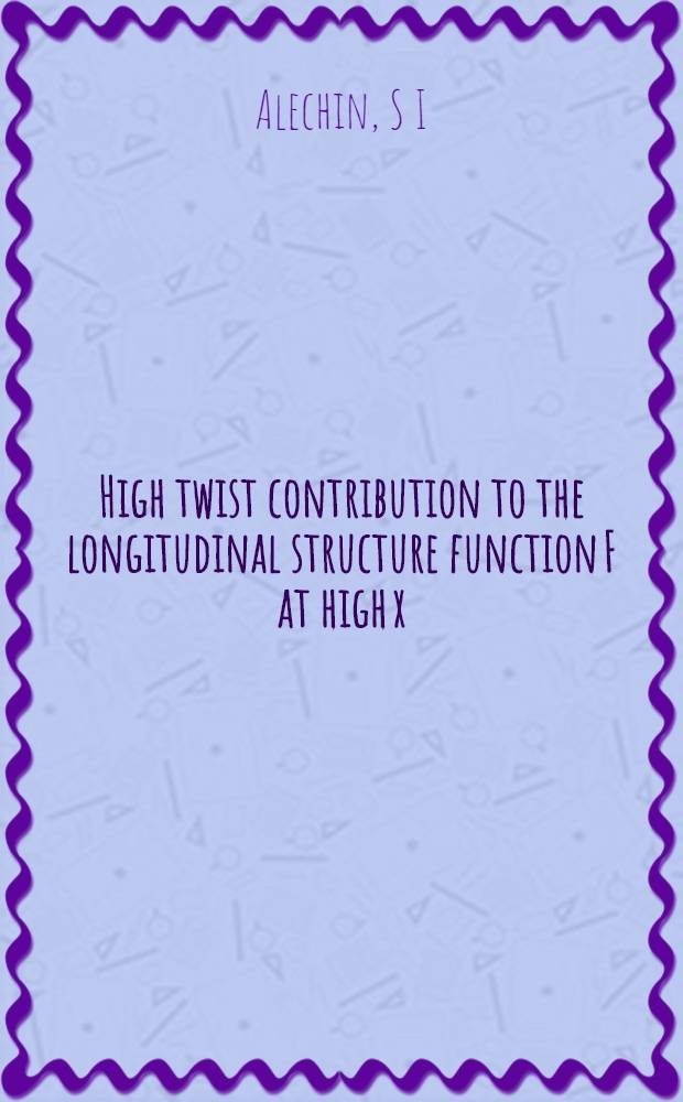 High twist contribution to the longitudinal structure function F at high x
