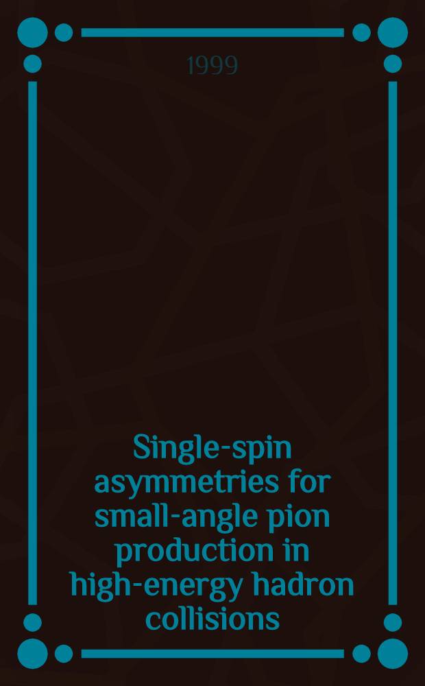 Single-spin asymmetries for small-angle pion production in high-energy hadron collisions