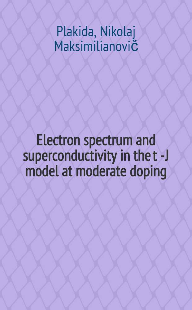 Electron spectrum and superconductivity in the t - J model at moderate doping