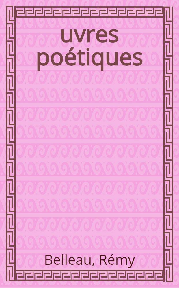 Œuvres poétiques