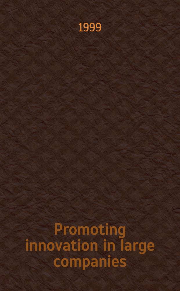 Promoting innovation in large companies : A rep. from the IVA Roy. technology forum, arr. by the Roy. Swed. acad. of engineering sciences, IVA, in Stockholm on Nov. 2, 1998 = Поддерживающие нововведения в крупных компаниях (доклад с IVA технологического форума 1998 г.).