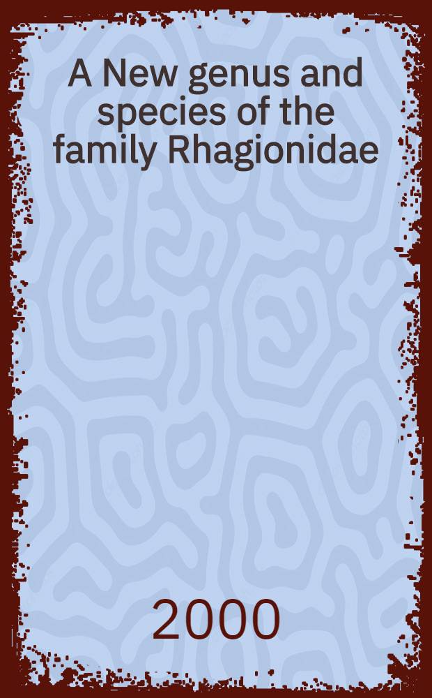 A New genus and species of the family Rhagionidae (Diptera) from the Russian Far East = Новый род и вид семейства рагионид-бекасниц(Двукрылые) Дальнего Востока России.