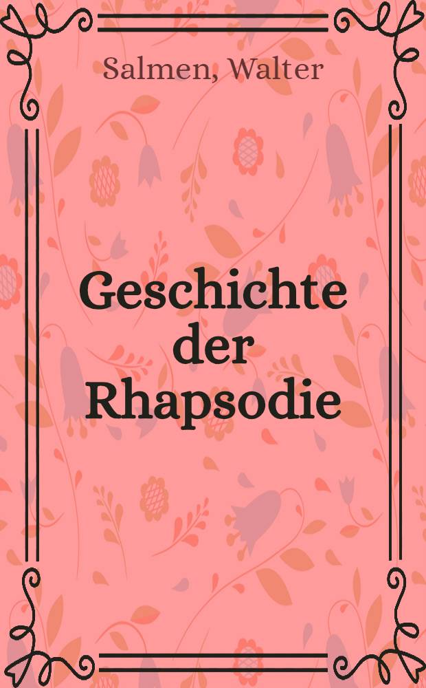Geschichte der Rhapsodie = Автоматика. Измерительные и сенсорные датчики.
