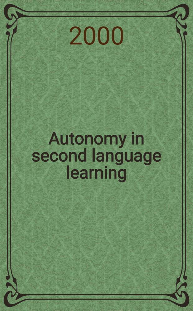 Autonomy in second language learning