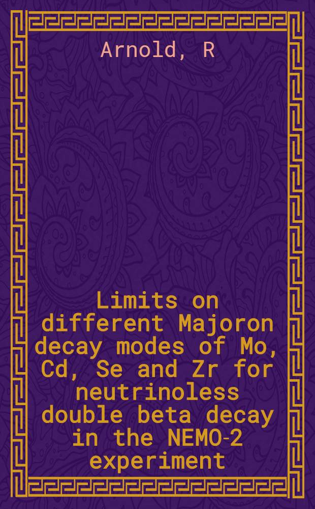 Limits on different Majoron decay modes of Mo, Cd, Se and Zr for neutrinoless double beta decay in the NEMO-2 experiment
