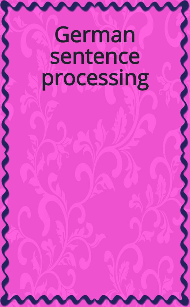 German sentence processing