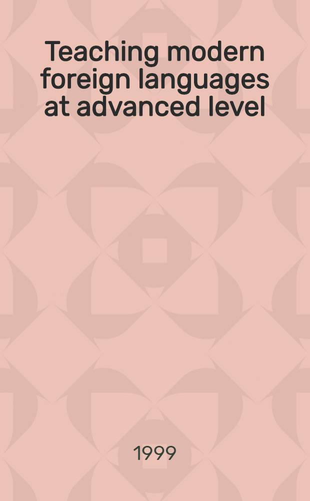 Teaching modern foreign languages at advanced level