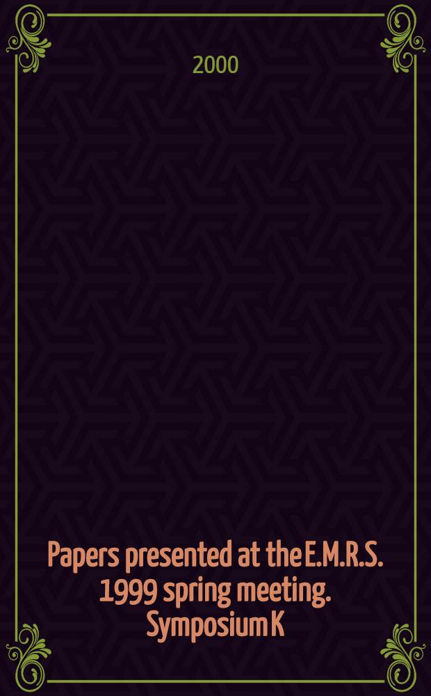 Papers presented at the E.M.R.S. 1999 spring meeting. Symposium K: Materials, technologies and applications for optical interconnect : June 3-4, 1999, Strasbourg, France
