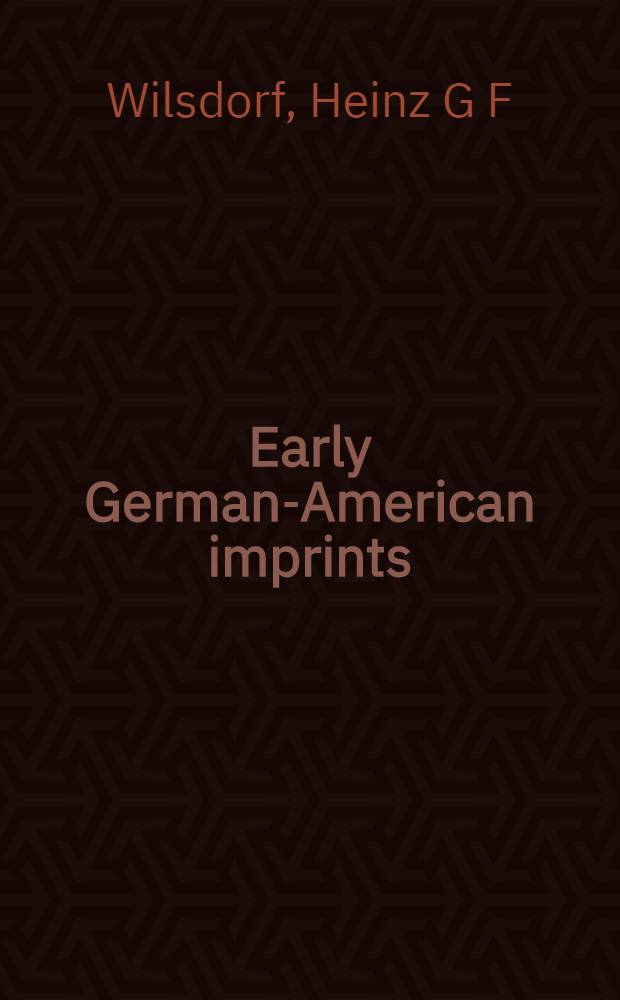Early German-American imprints