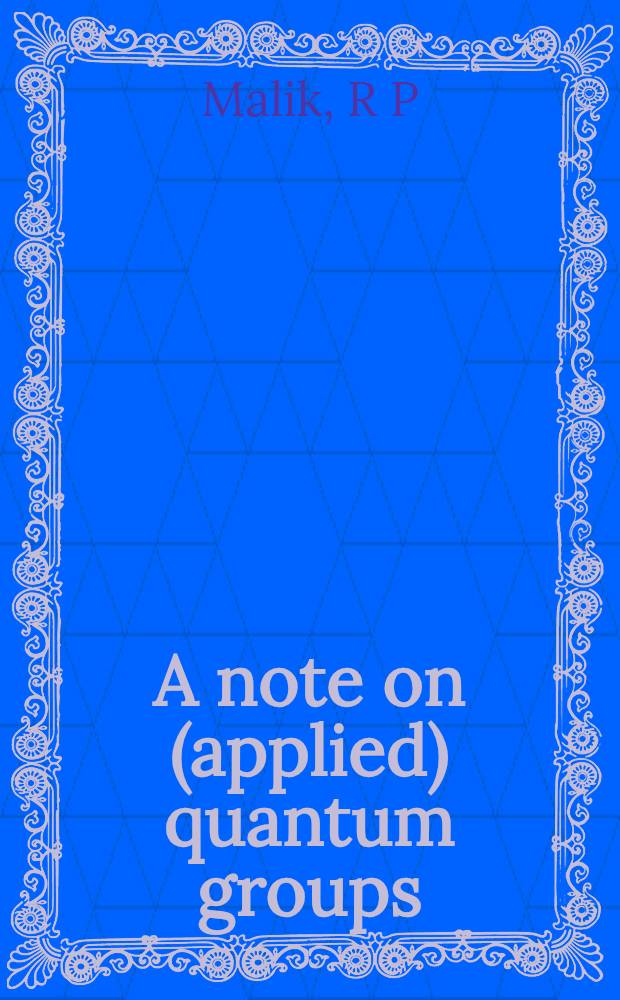 A note on (applied) quantum groups