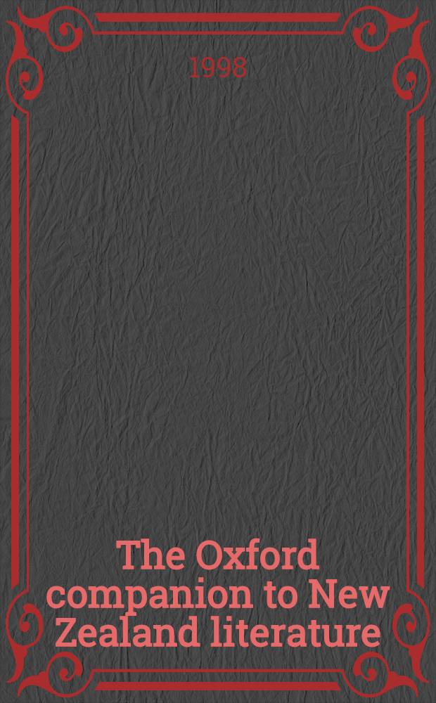 The Oxford companion to New Zealand literature