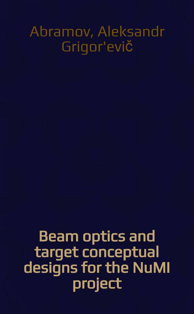 Beam optics and target conceptual designs for the NuMI project