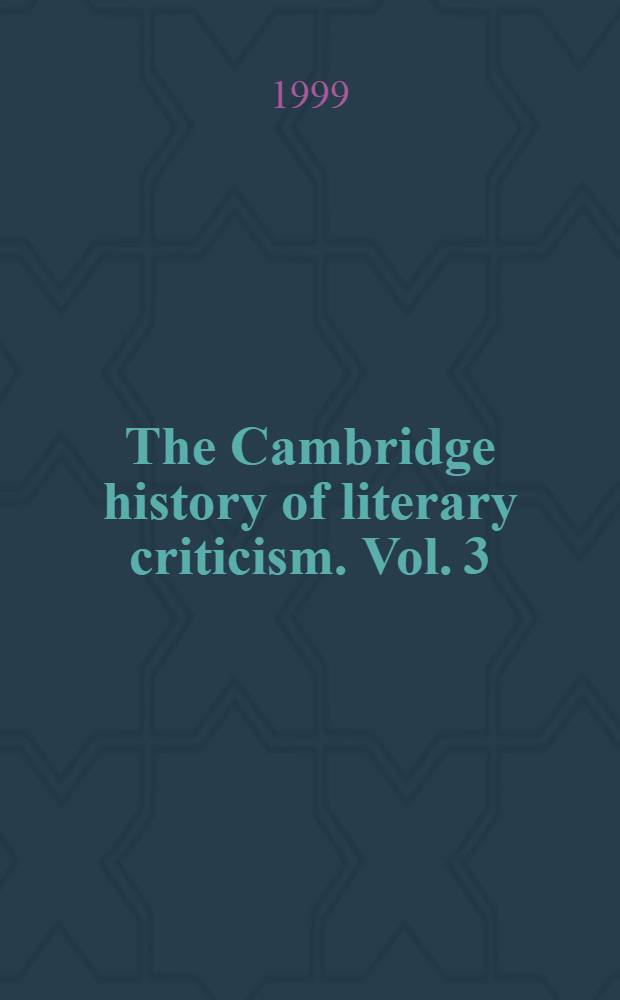 The Cambridge history of literary criticism. Vol. 3 : The Renaissance