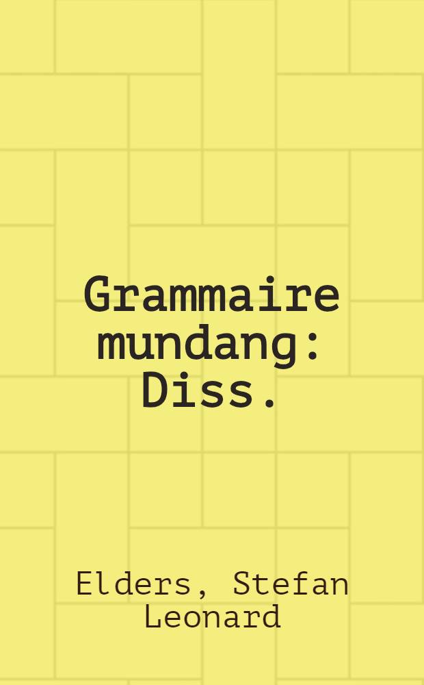Grammaire mundang : Diss.
