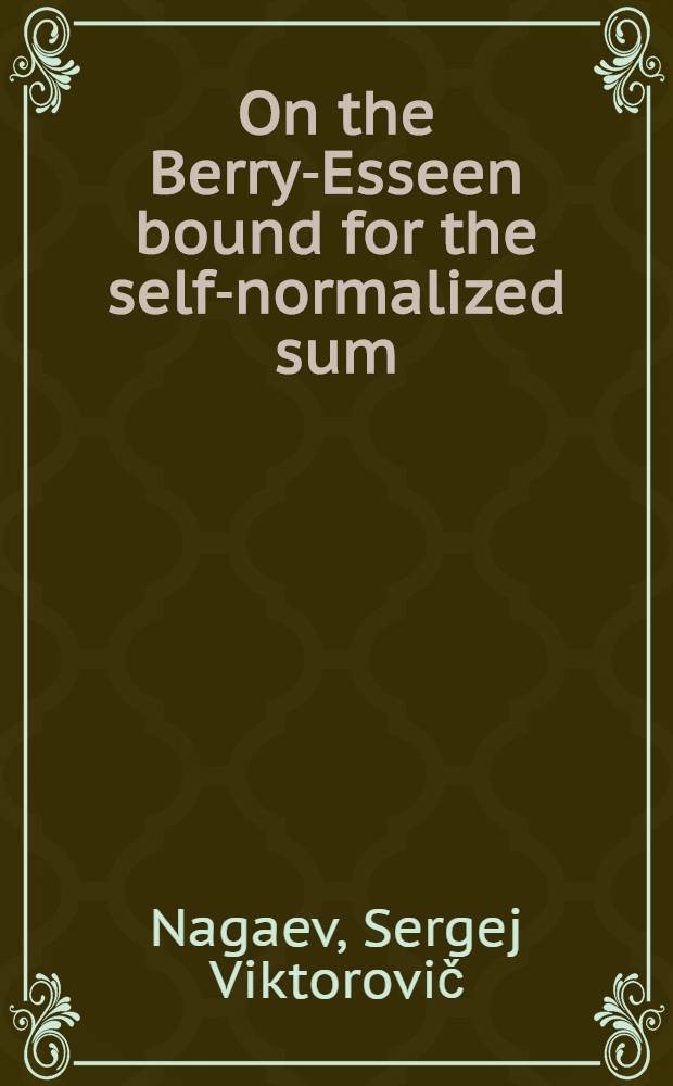 On the Berry-Esseen bound for the self-normalized sum