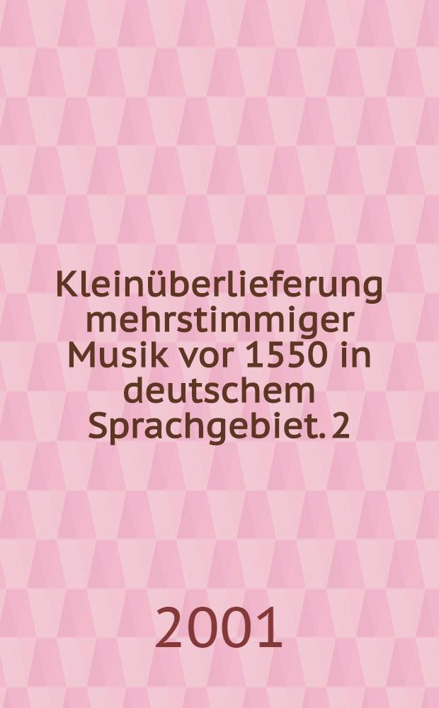 Klein&uuml;berlieferung mehrstimmiger Musik vor 1550 in deutschem Sprachgebiet. 2 : Fragmente mit mehrstimmiger Musik des 16. Jahrhunderts im F&uuml;rstlich Ysenburg- und B&uuml;dingischen Archiv B&uuml;dingen