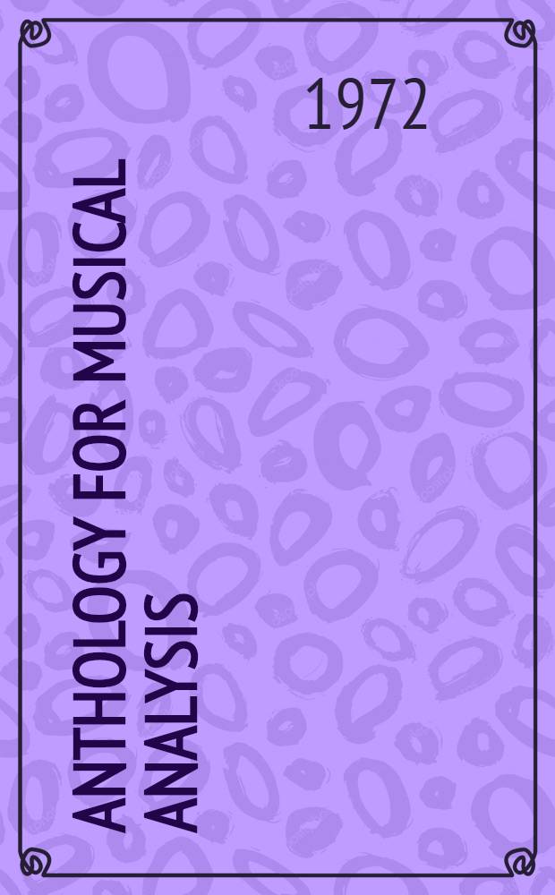 Anthology for musical analysis
