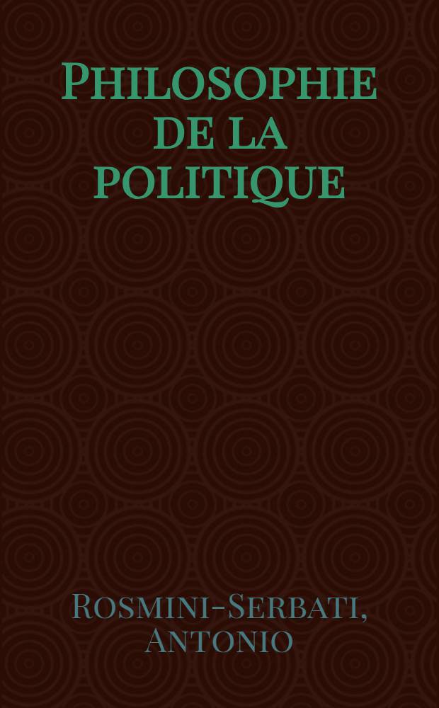 Philosophie de la politique = Философия политики