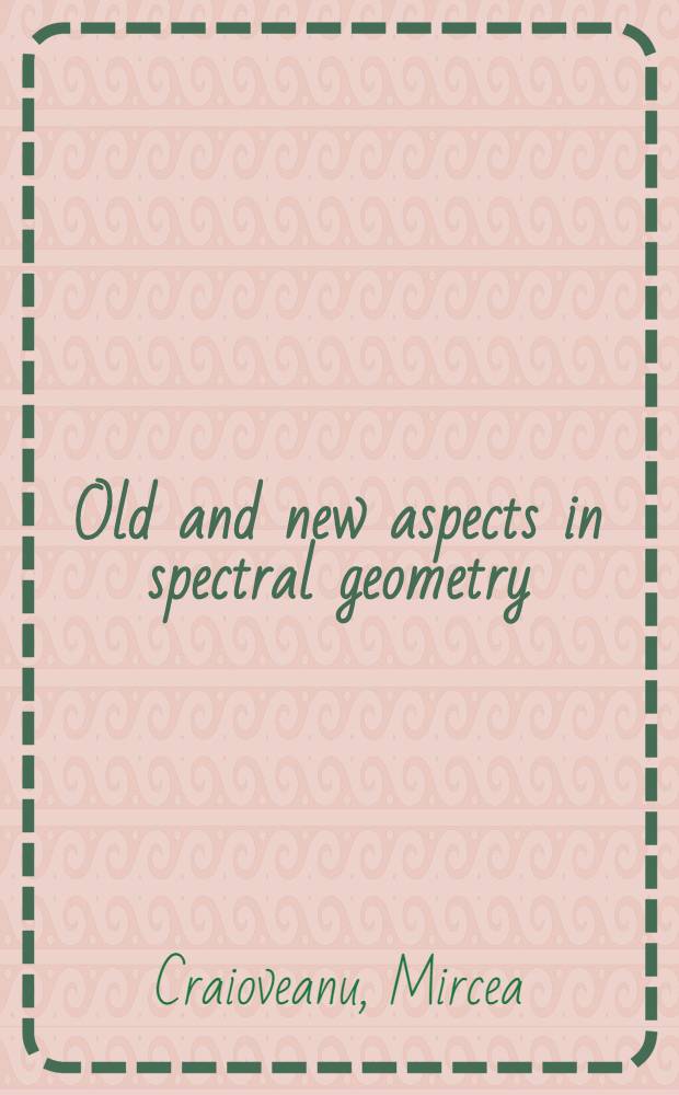 Old and new aspects in spectral geometry