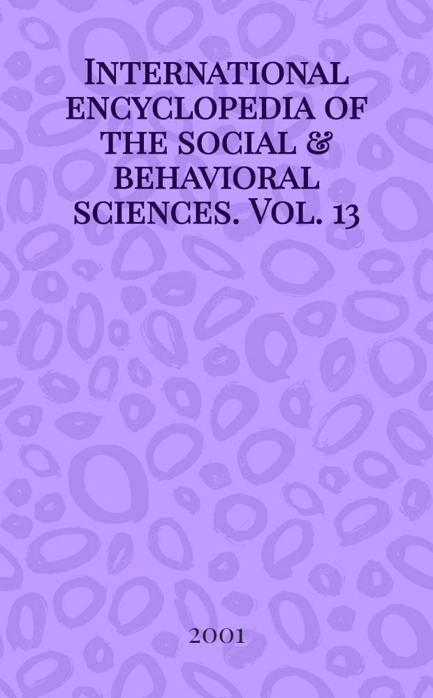 International encyclopedia of the social & behavioral sciences. Vol. 13 : [Le - Mao]