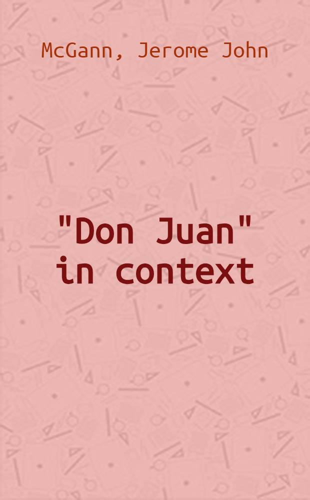 "Don Juan" in context = Байрон,Дж.Г.:Дон Жуан