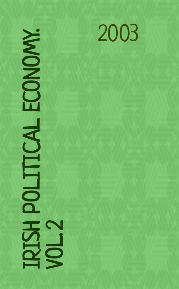 Irish political economy. Vol. 2 : Value and distribution