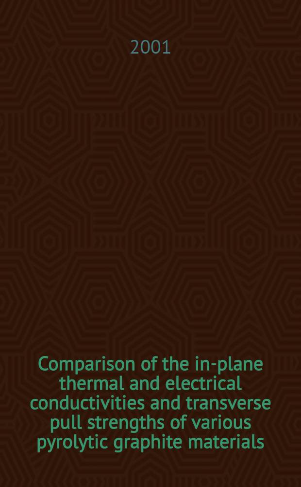 Comparison of the in-plane thermal and electrical conductivities and transverse pull strengths of various pyrolytic graphite materials