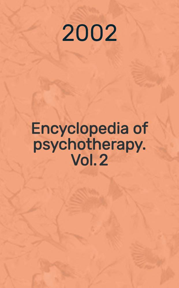 Encyclopedia of psychotherapy. Vol. 2 : I - Z