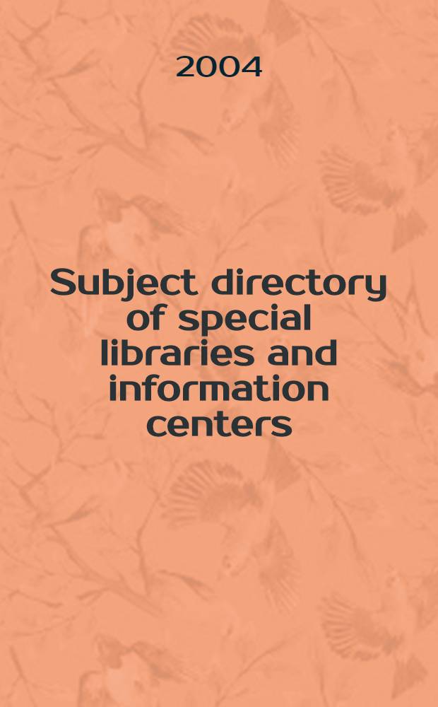 Subject directory of special libraries and information centers : A subject classified ed. of material taken from "Directory of spec. libr. a. inform. centers", 29th ed., covering several thousand spec. libr., research libr., inform. centers, arch., a. data centers maintained by gov. agencies, business, industry, newspapers, educational institutions, nonprofit organizations, a. soc. Vol. 3 : Health sciences libraries