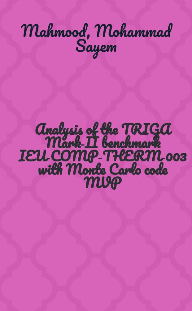 Analysis of the TRIGA Mark-II benchmark IEU-COMP-THERM-003 with Monte Carlo code MVP