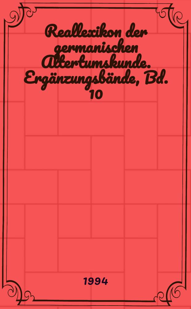 Reallexikon der germanischen Altertumskunde. Ergänzungsbände, Bd. 10 : Runische Schriftkultur in kontinental-skandinavischer und -angelsächsischer Wechselbeziehung = Руническая письменная культура в континентально-скандинавских и англосоксонских взаимоотношениях
