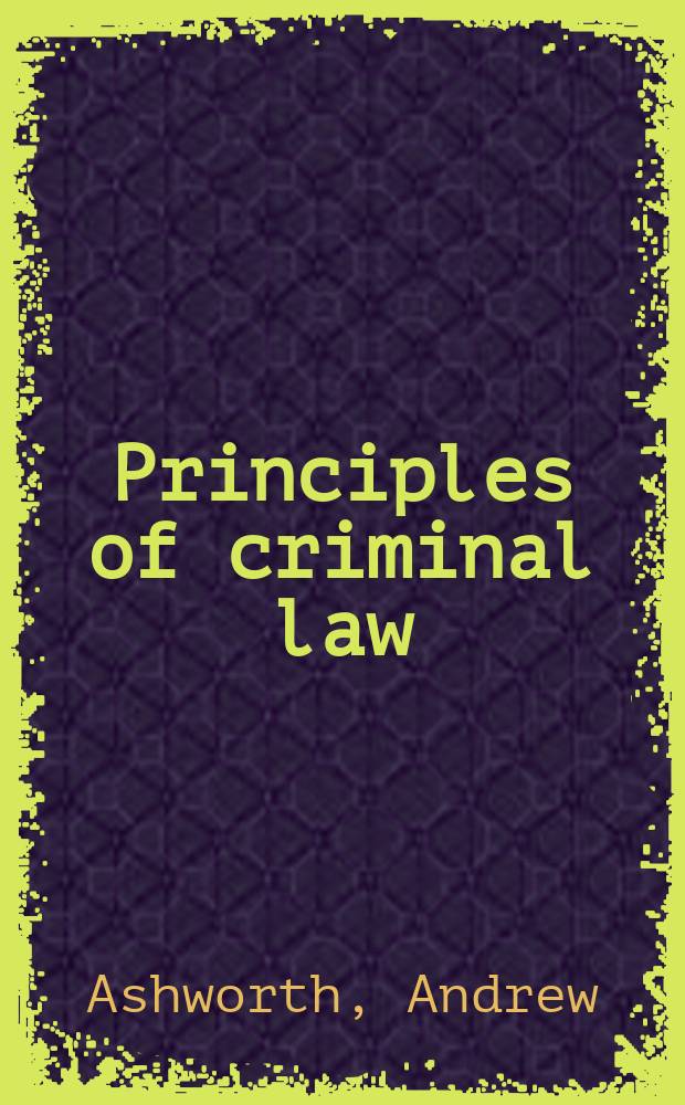 Principles of criminal law = Принципы уголовного права
