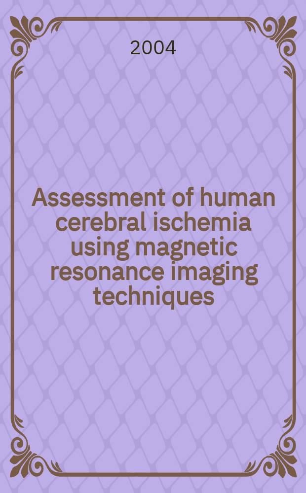 Assessment of human cerebral ischemia using magnetic resonance imaging techniques : Diss. = Оценка ишемии головного мозга человека магнитно-резонансным изображением.