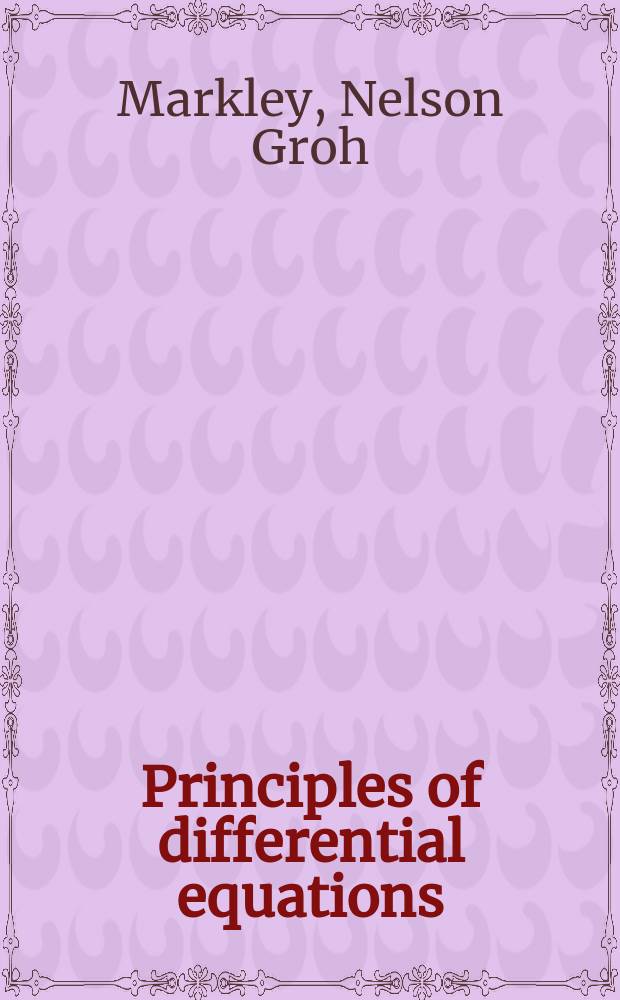 Principles of differential equations