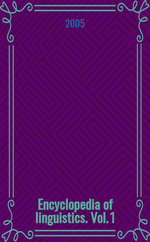 Encyclopedia of linguistics. Vol. 1 : A - L