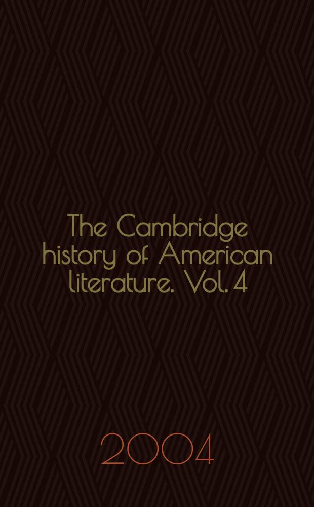 The Cambridge history of American literature. Vol. 4 : Nineteenth-century poetry, 1800-1910