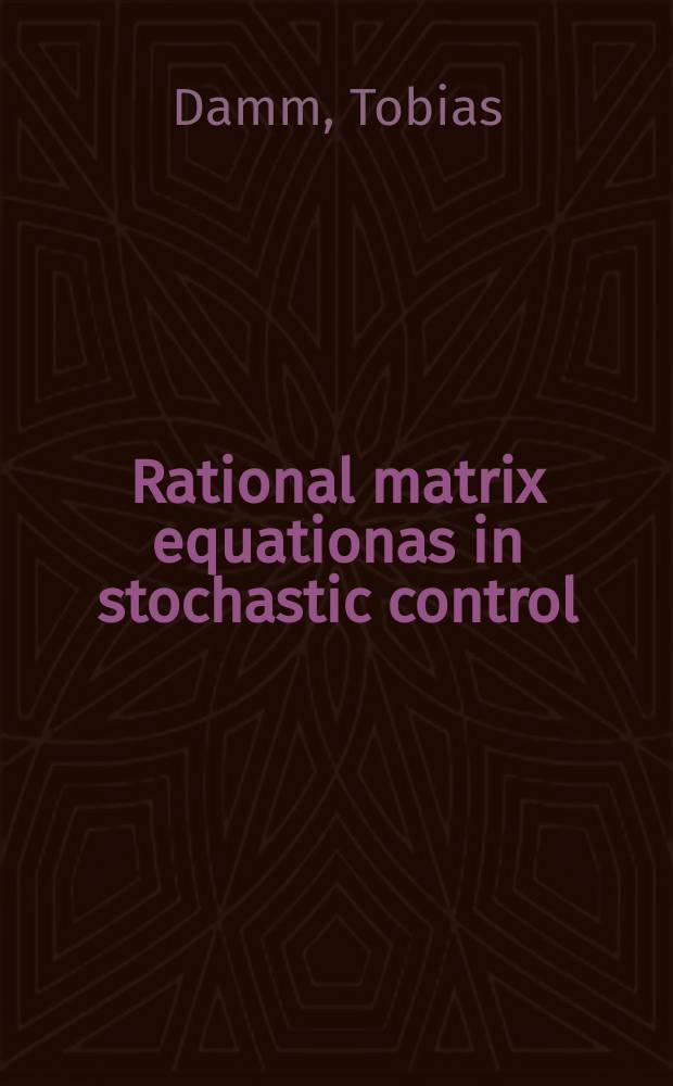 Rational matrix equationas in stochastic control