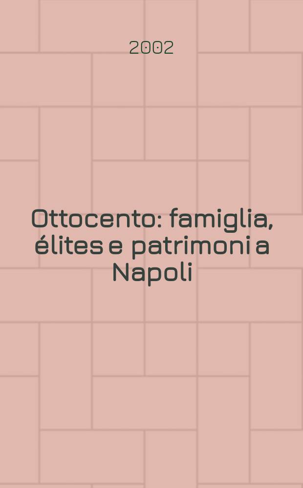 Ottocento : famiglia, élites e patrimoni a Napoli = Девятнадцатый век: Семья, элита и наследование в Неаполе