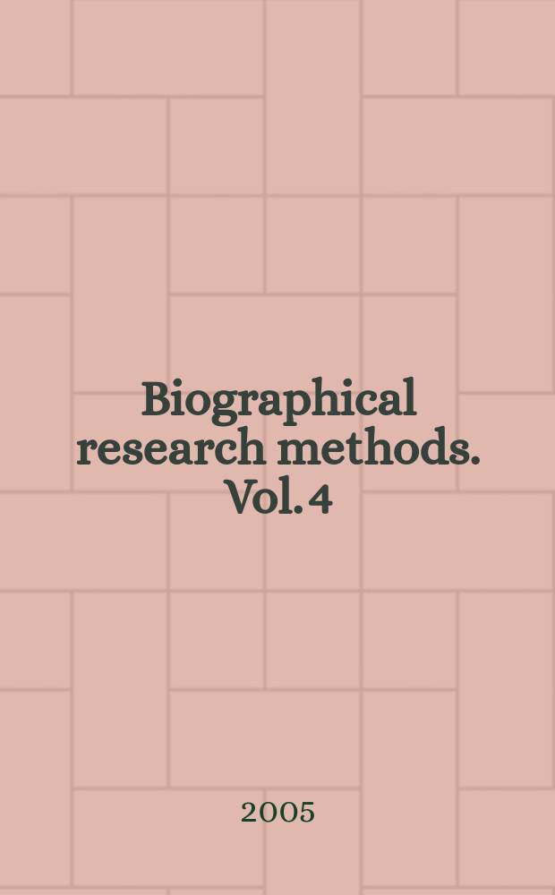 Biographical research methods. Vol. 4