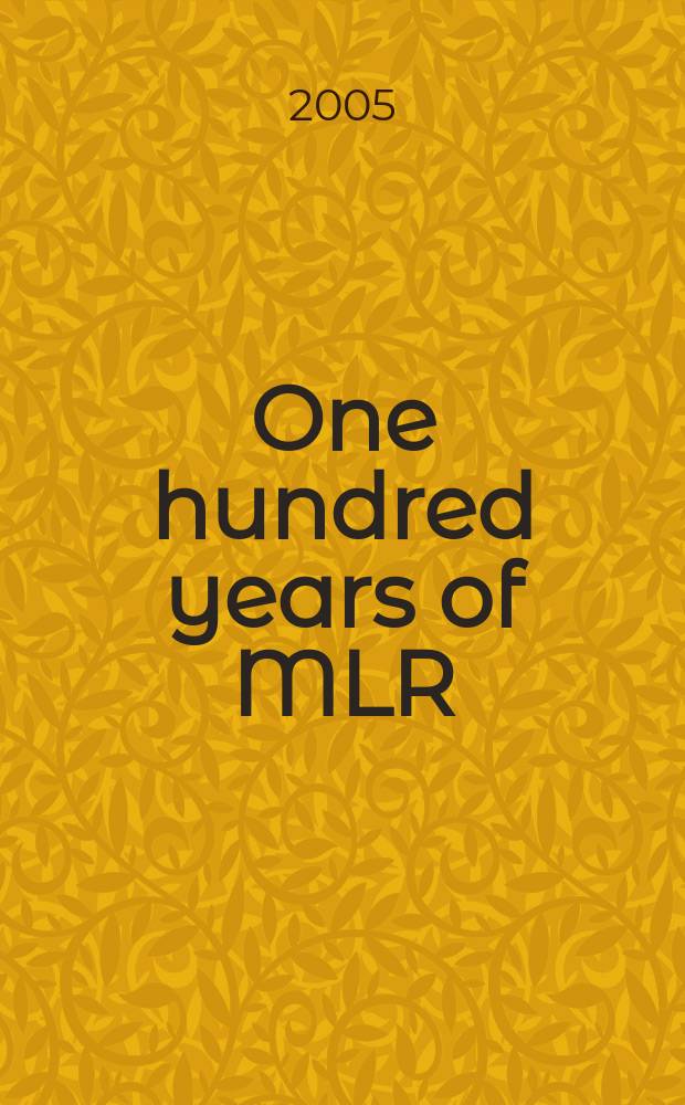 One hundred years of MLR : general and comparative studies = Современный язык.Журнал