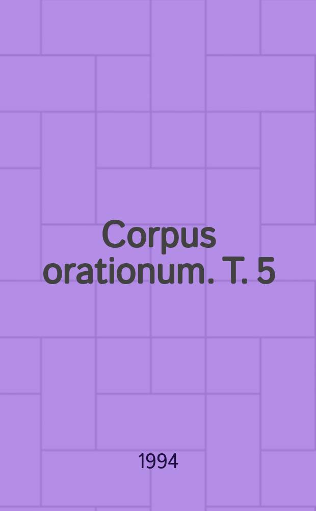 Corpus orationum. T. 5 : I - O