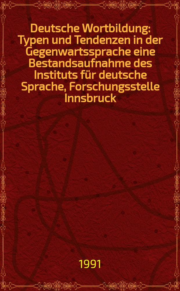 Deutsche Wortbildung : Typen und Tendenzen in der Gegenwartssprache eine Bestandsaufnahme des Instituts für deutsche Sprache, Forschungsstelle Innsbruck. Hauptt. 4 : Komposita und konpositionsähnliche Strukturen = Сложные слова и. Сложные существительные композиционные структуры