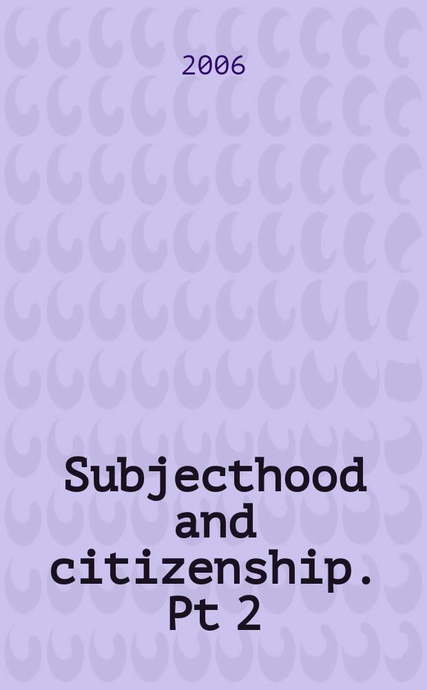 Subjecthood and citizenship. Pt 2 : From Alexander II to Brezhnev = Субъективность и гражданство, часть 2