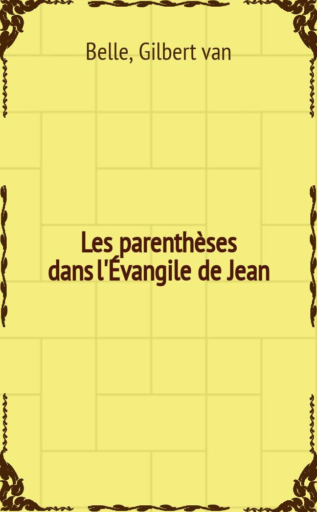 Les parenthèses dans l'Évangile de Jean : aperçu historique et classification, texte grec de Jean = Вступление к Евангелию от Иоанна