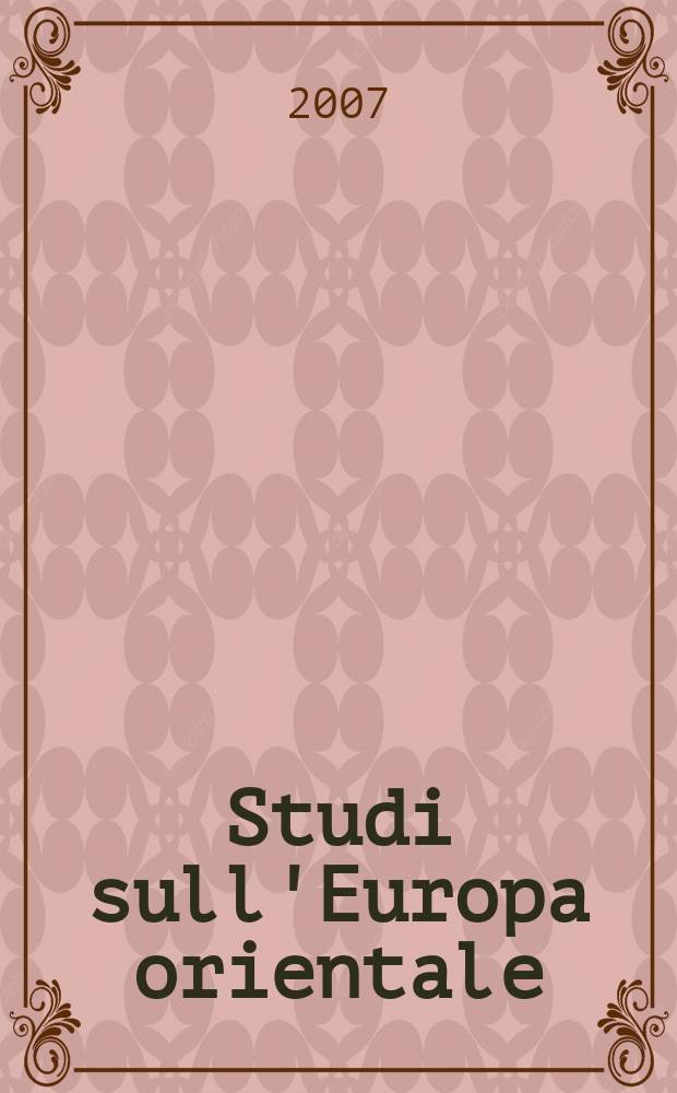 Studi sull'Europa orientale : omaggio a A. Bongo, G. Carageani, C. Nicas, A. Wilkoń = Исследования Восточной Европы