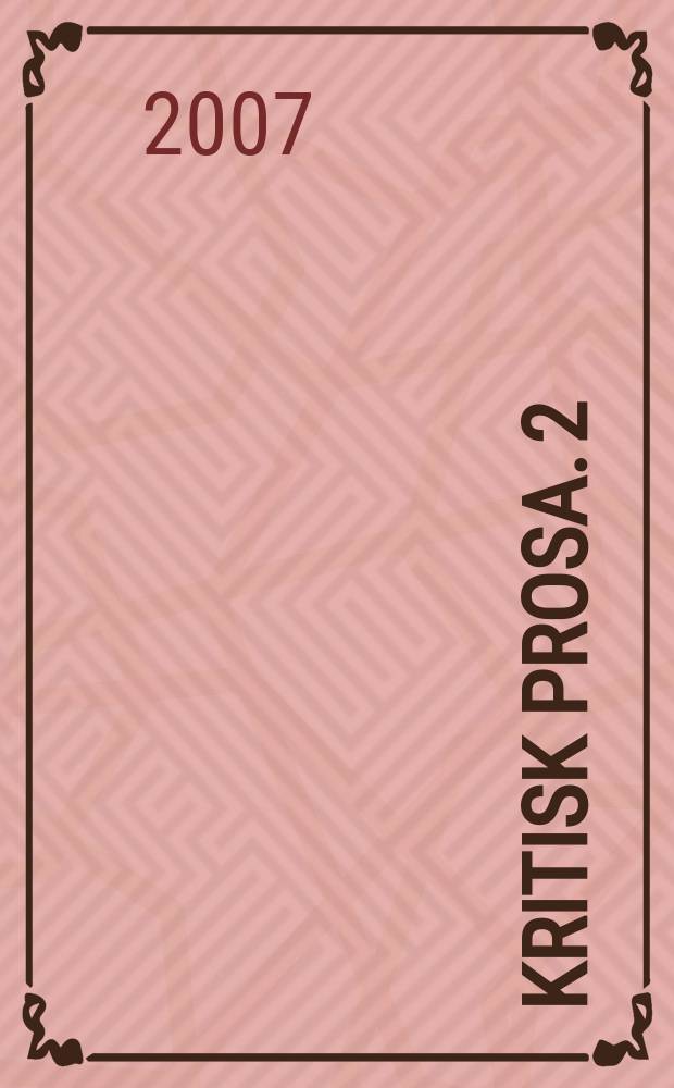 Kritisk prosa. 2