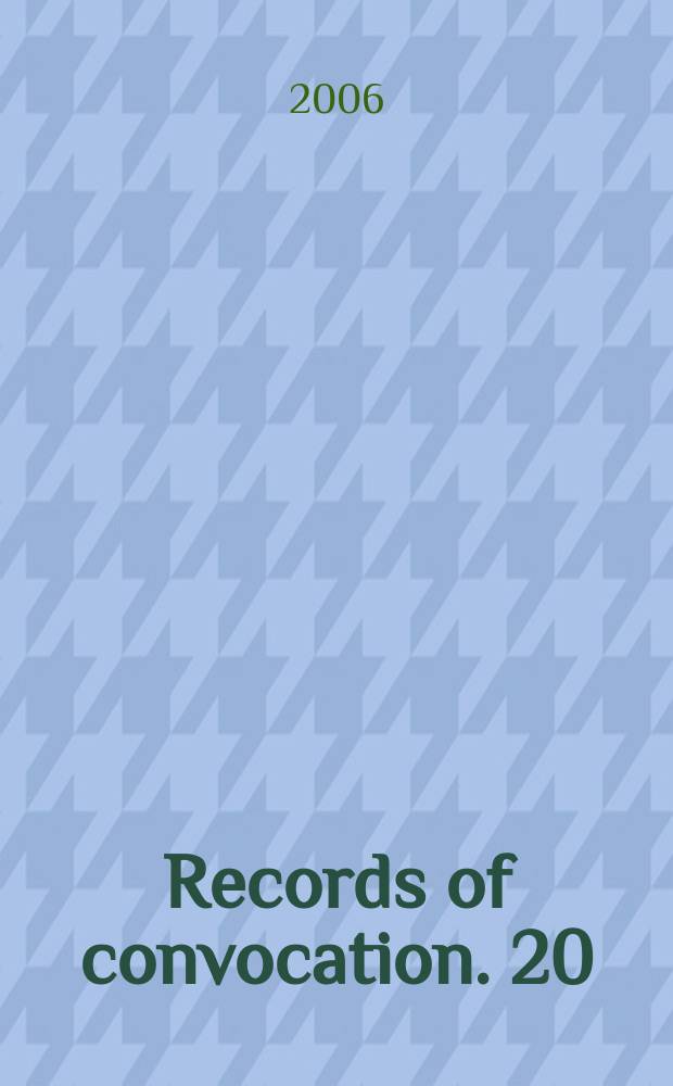 Records of convocation. 20 : Index