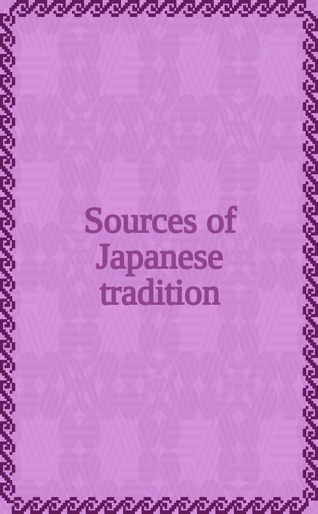Sources of Japanese tradition