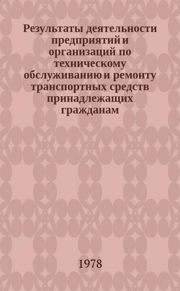 Результаты деятельности предприятий и организаций по техническому обслуживанию и ремонту транспортных средств принадлежащих гражданам